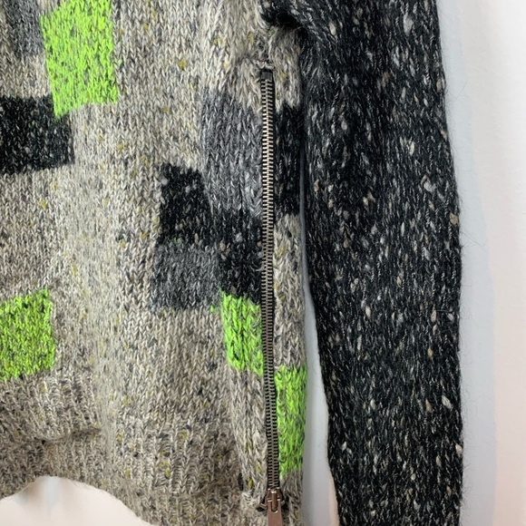 Scotch & Soda Knit Sweater Wool Mohair Blend Side Zip Size Medium Grey Green - Picture 3 of 12